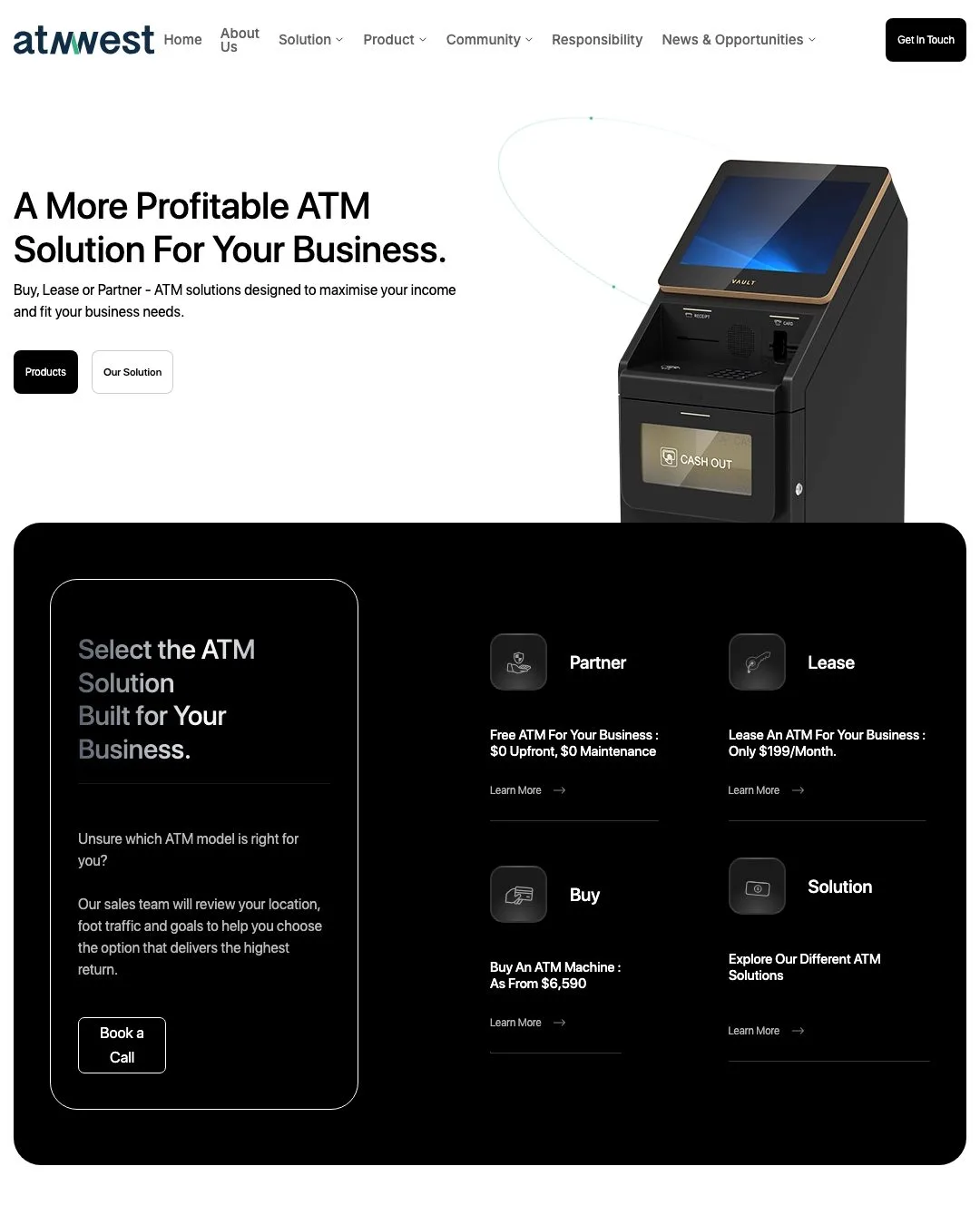 Atmwest ATM solutions website